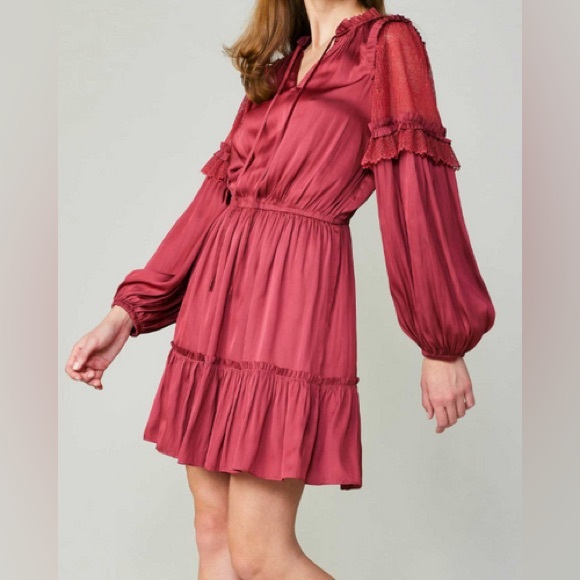 Current Air Long Sleeve Split Neck Dress - Picture 2 of 8